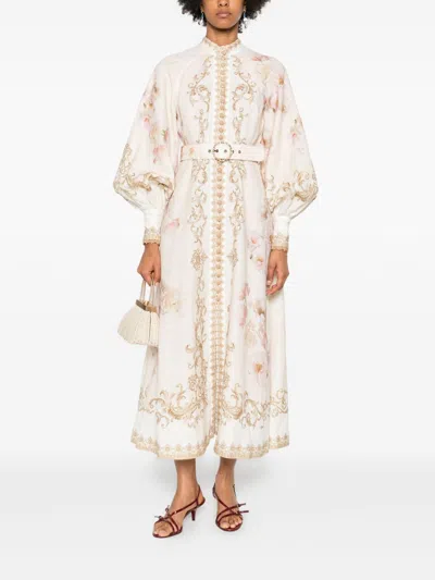 Zimmermann Hypnotic Buttoned Midi Dress In White