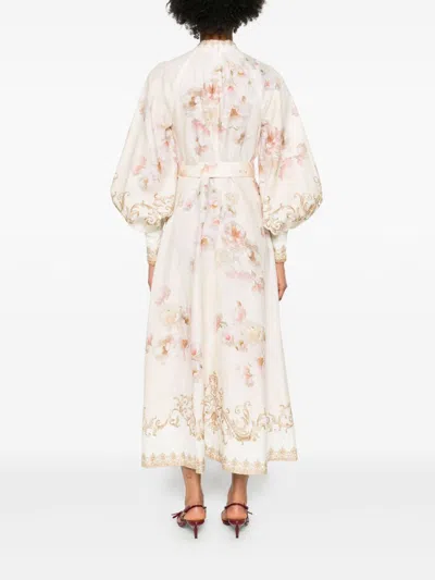 Zimmermann Hypnotic Buttoned Midi Dress In White