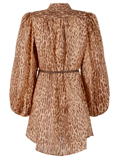 Zimmermann Cascadian Tunic Dress In Brown