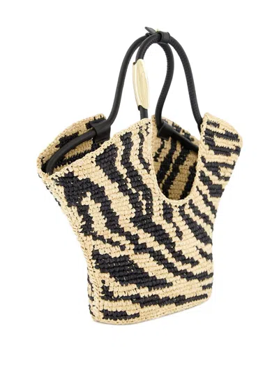 Zimmermann Womens Black Zebra Goldemtine Small Raffia Tote Bag In Black