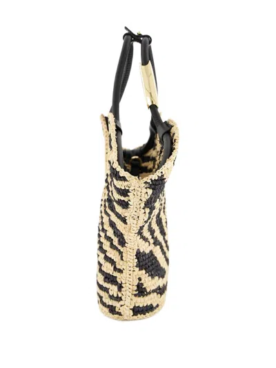 Zimmermann Womens Black Zebra Goldemtine Small Raffia Tote Bag In Black