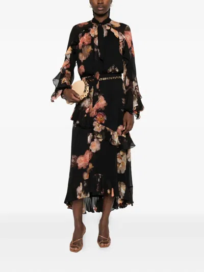 Zimmermann Hypnotic Asymmetrical Midi Skirt Clothing In Black