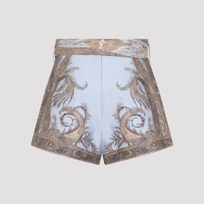 Zimmermann Multicolor Shorts With Belt And All-over Paisley Print In Silk And Cotton Woman