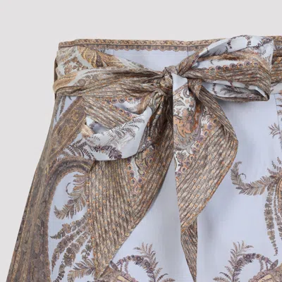 Zimmermann Multicolor Shorts With Belt And All-over Paisley Print In Silk And Cotton Woman