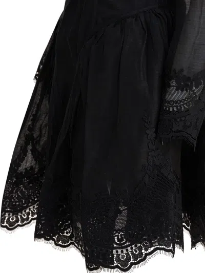 Zimmermann Hypnotic Lace Mini Dress In Black