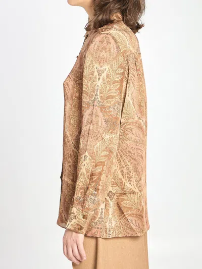 Zimmermann Printed Satin Hypnotic Shirt In Brown