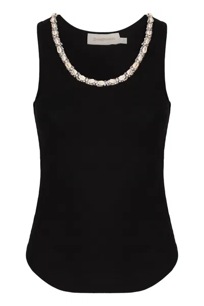 Zimmermann Illuminate Embellished Tank In Black In Black