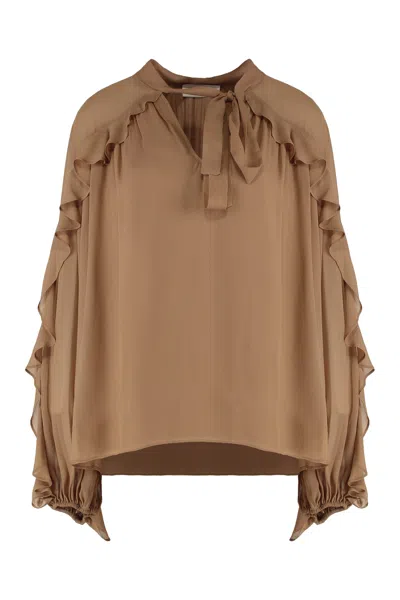 Zimmermann Illuminate Crêpe Blouse In Brown