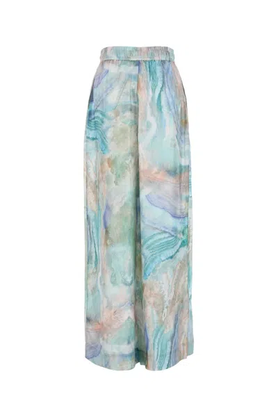 Zimmermann Illuminate Printed High-rise Trousers In Blue