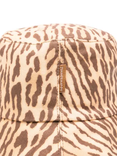 Zimmermann Animal Print Stitched Wide Brim Hat In Neutral