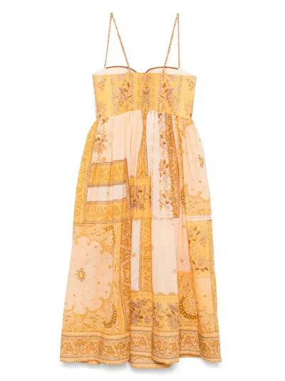 Zimmermann Lucky Corset Dresses Yellow In Orange