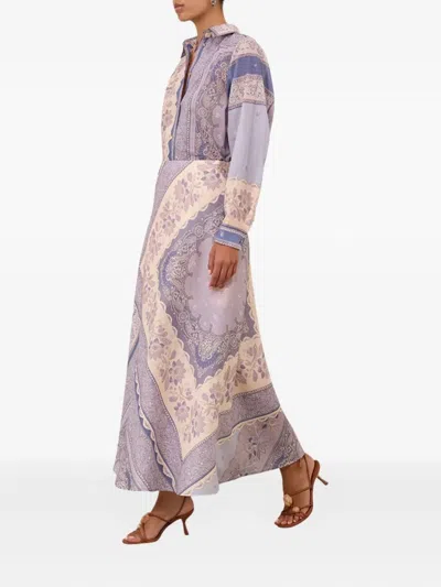 Zimmermann Mixed-print Shirt With Button Front In Multi