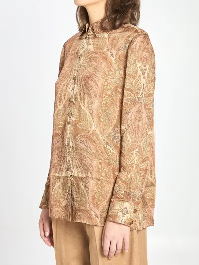 Zimmermann Printed Satin Hypnotic Shirt In Brown
