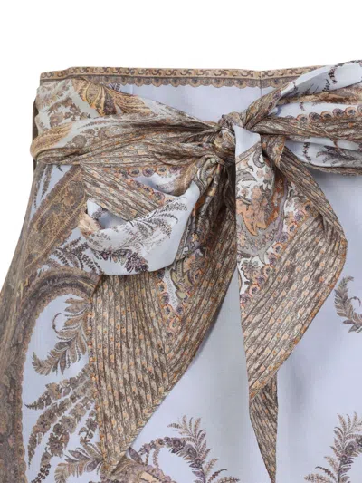 Zimmermann Multicolor Shorts With Belt And All-over Paisley Print In Silk And Cotton Woman In Multi