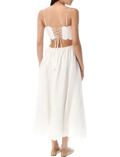 Zimmermann Devi Scallop-edge Cutout Linen-voile Midi Dress