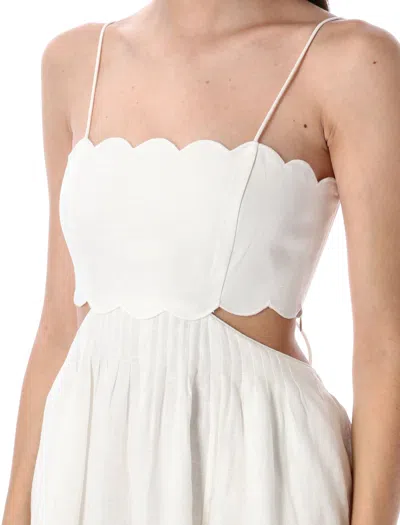 Zimmermann Devi Scallop-edge Cutout Linen-voile Midi Dress