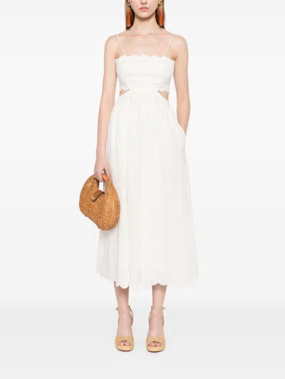 Zimmermann Devi Scallop-edge Cutout Linen-voile Midi Dress