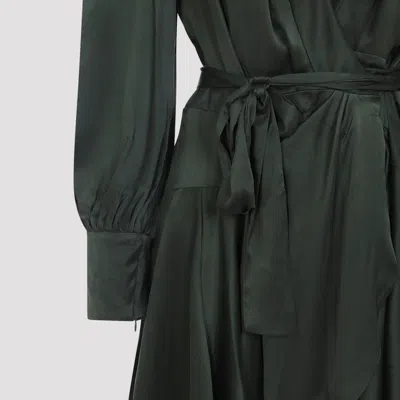 Zimmermann Wrap-effect Ruffled Dress In Green