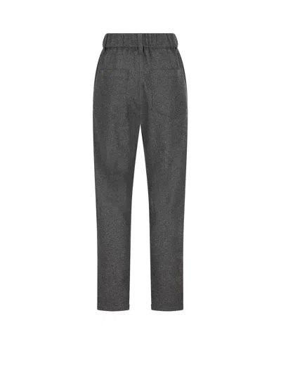 Brunello Cucinelli Women Baggy Flannel Trousers In Gray