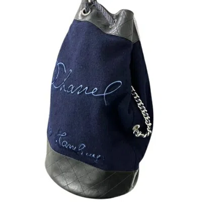 Pre-owned Chanel Navy Wool Shoulder Bag ()