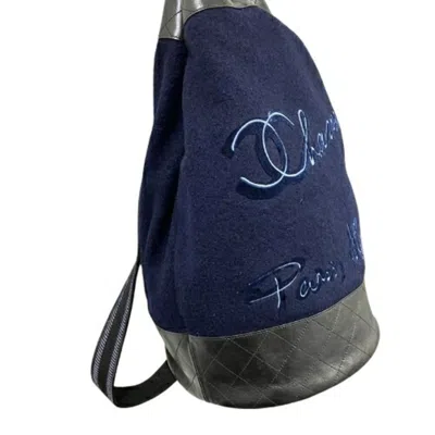 Pre-owned Chanel Navy Wool Shoulder Bag ()