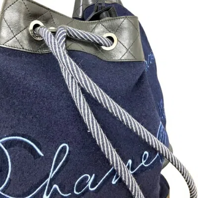 Pre-owned Chanel Navy Wool Shoulder Bag ()