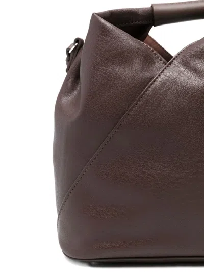 Mm6 Maison Margiela Diagonal-seam Shoulder Bag In Brown