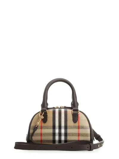 Burberry Check Coated Canvas Shoulder Bag In Nude