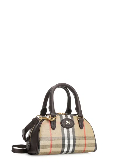 Burberry Check Coated Canvas Shoulder Bag In Nude