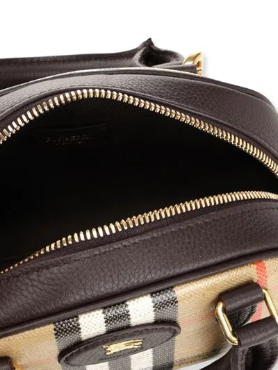 Burberry Check Coated Canvas Shoulder Bag In Nude