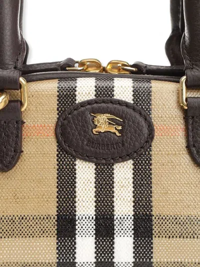 Burberry Check Coated Canvas Shoulder Bag In Nude