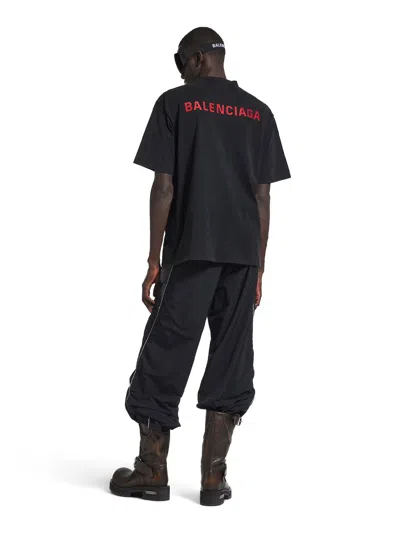 Balenciaga Black Crewneck T-shirt With Logo On The Front And On The Back In Cotton Man