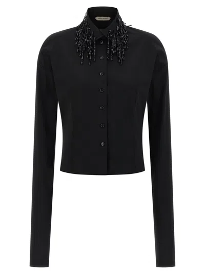 Alberta Ferretti Embellished Collar Fitted Silhouette Long Sleeves In Black