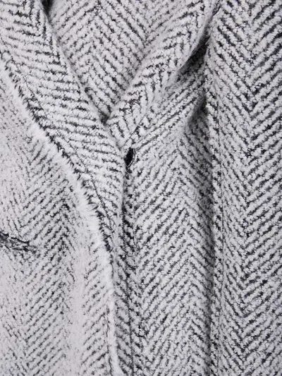 Alberta Ferretti Herringbone Patterned Long Sleeve Jacket In Blue