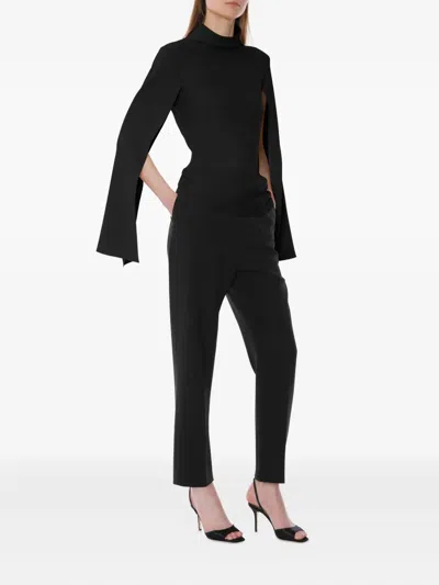 Alberta Ferretti High Waist Straight Leg Trousers With Side Pockets In Black