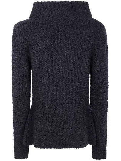 Alberta Ferretti Asymmetric Wool Blend Jacket With High Neck In Black