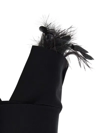 Alberta Ferretti Top With Feathers In Black