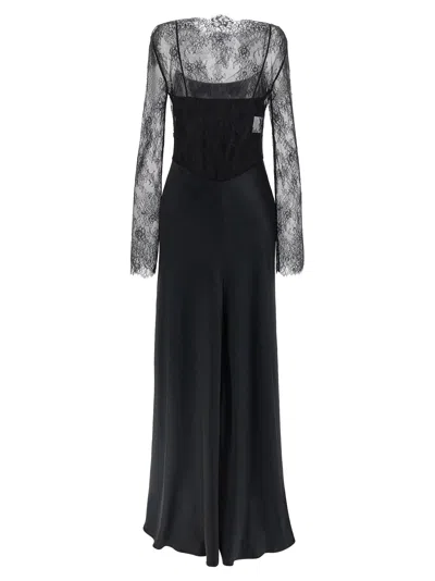 Alberta Ferretti Women Lace Satin Dress In Black