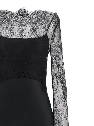 Alberta Ferretti Women Lace Satin Dress In Black