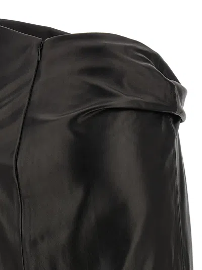 Alberta Ferretti Draped High Waist Midi Skirt In Black