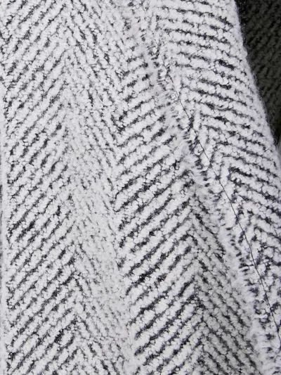 Alberta Ferretti Herringbone Textured Long Sleeve Coat In Blue