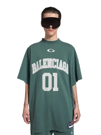 Balenciaga Graphic Print Basketball Short Sleeve T-shirt In Green