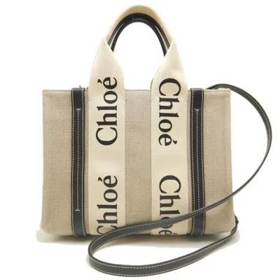 Pre-owned Chloé Beige Navy Linen Leather Tote Bag ()