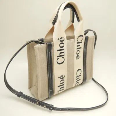 Pre-owned Chloé Beige Navy Linen Leather Tote Bag ()