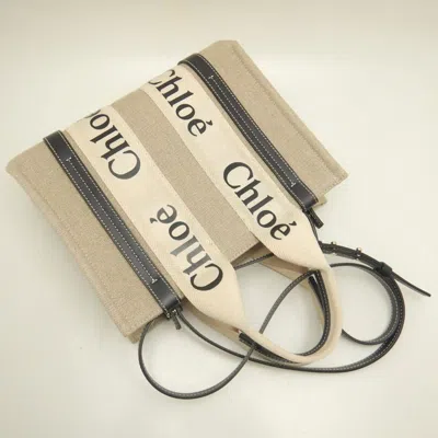 Pre-owned Chloé Beige Navy Linen Leather Tote Bag ()