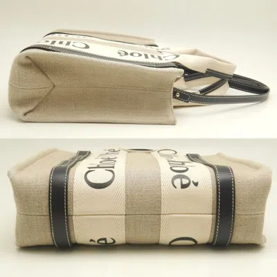 Pre-owned Chloé Beige Navy Linen Leather Tote Bag ()
