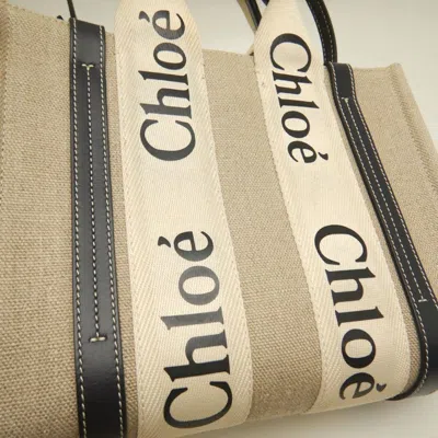 Pre-owned Chloé Beige Navy Linen Leather Tote Bag ()