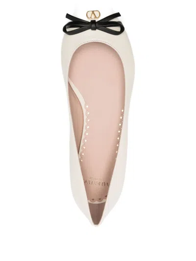 Valentino Vlogo Leather Ballerina Flat In White