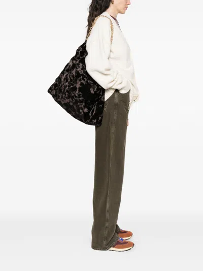 La Milanesa Soft Texture Shoulder Bag With Chain Strap In Brown