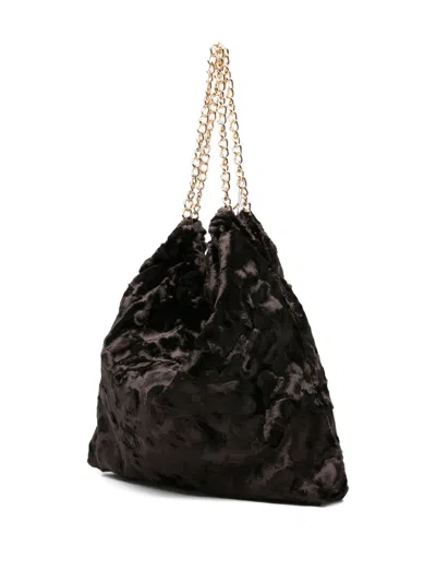 La Milanesa Soft Texture Shoulder Bag With Chain Strap In Brown
